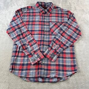 Ranch Tough Flannel Shirt Mens Large Red Plaid Button Long Sleeve Western Casual
